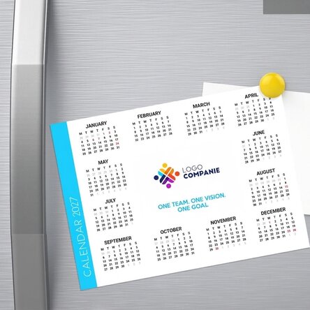 Personalised magnetic calendar with logo and message