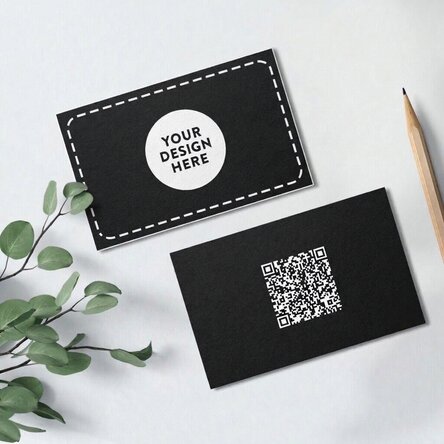 Double-sided personalised paper business cards with a QR code and your own design