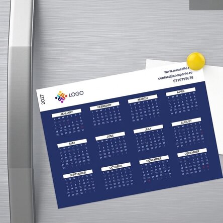 Personalised magnetic calendar with a message and logo