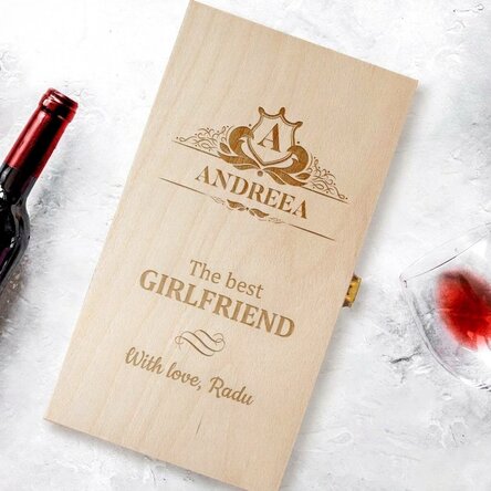 Personalised wine box for two bottles - vintage name model