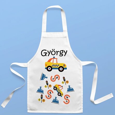 Személyre szabott gyermek kötény szöveggel - Közlekedés