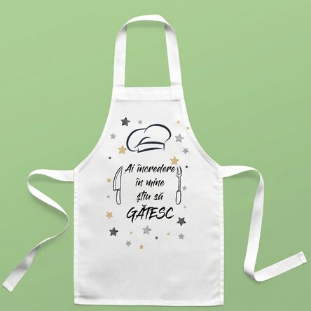 Personalised children's apron with text - Trust me, I know how to cook