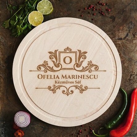Személyre szabott kerek vágódeszka - Premium Chef