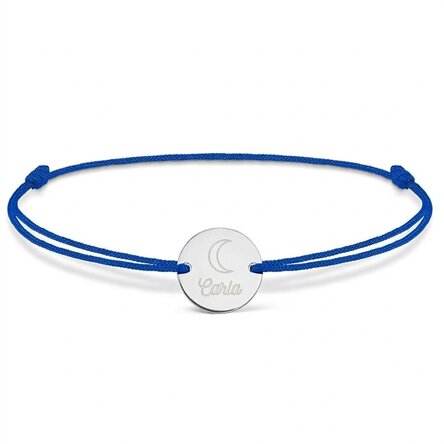 Personalised cord bracelet - 14mm bead - 925 silver - moon design