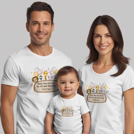 Tricou din bumbac pentru copii/adulți personalizat cu mesaj - Tăiere moț