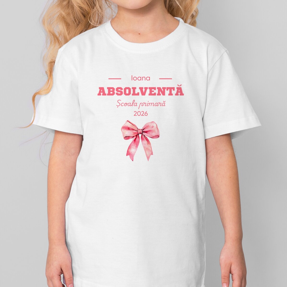 Tricou din bumbac pentru copii personalizat cu mesaj - Absolventă