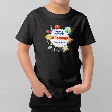 Tricou din bumbac pentru copii personalizat cu mesaj - Începutul școlii