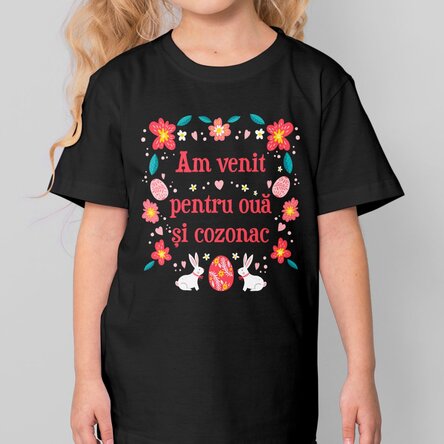 Tricou din bumbac pentru copii personalizat cu mesaj - Ouă și cozonac