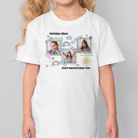 Tricou din bumbac pentru copii personalizat cu mesaj și 3 poze - Cute