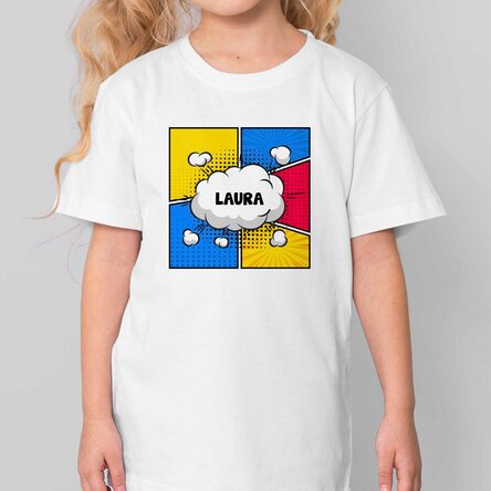 Tricou din bumbac pentru copii personalizat cu nume - Comics