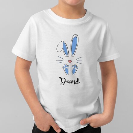 Tricou din bumbac pentru copii personalizat cu nume - Iepuraș de Paște
