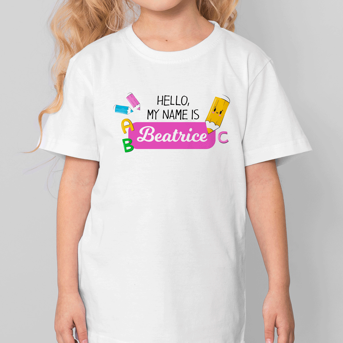 Tricou din bumbac pentru copii personalizat cu nume - My name is