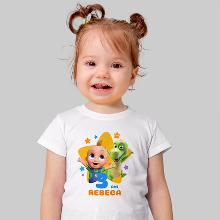 Tricou din bumbac pentru copii personalizat cu nume - Zi de naștere cu TraLaLa