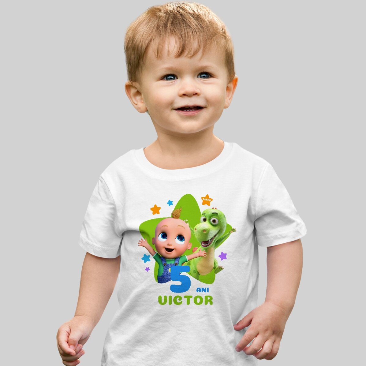 Tricou din bumbac pentru copii personalizat cu nume - Zi de naștere cu TraLaLa