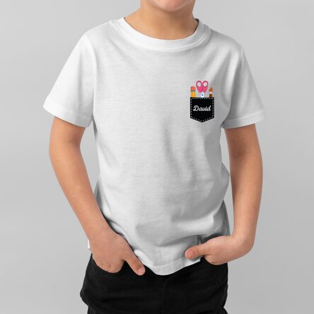 Tricou din bumbac pentru copii personalizat cu text - Buzunar