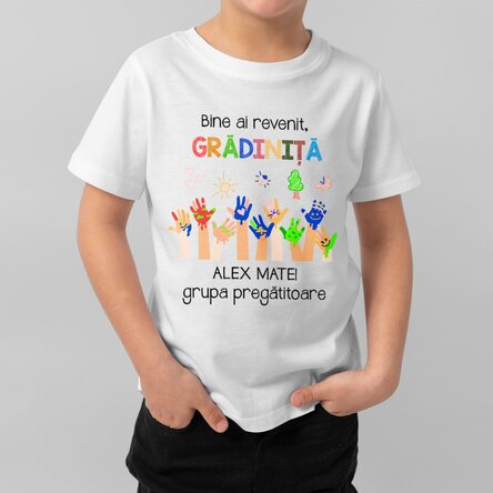 Tricou din bumbac pentru copii personalizat cu text - Grădiniță