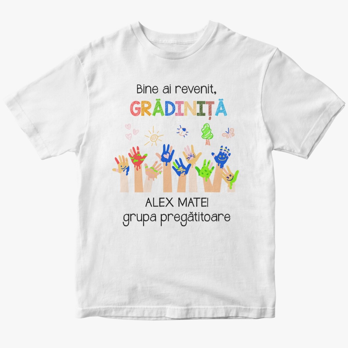 Tricou din bumbac pentru copii personalizat cu text - Grădiniță