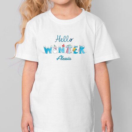 Tricou din bumbac pentru copii personalizat cu text - Hello winter