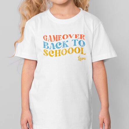 Tricou din bumbac pentru copii personalizat pentru școală cu text - Game Over
