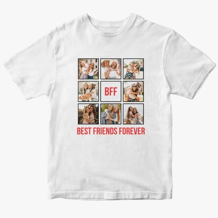 Tricou din bumbac personalizat cu 8 poze și text - Best Friends Forever