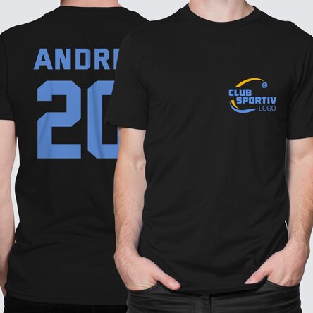 Tricou din bumbac personalizat cu logo pe față și număr pe spate