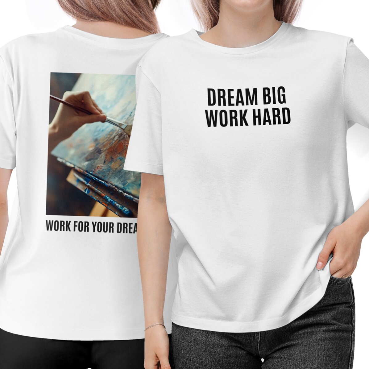 Tricou din bumbac personalizat cu mesaje și poză față-verso