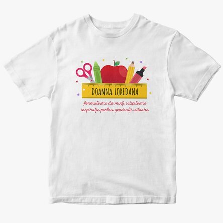 Tricou din bumbac personalizat cu nume pentru profesori - Rechizite