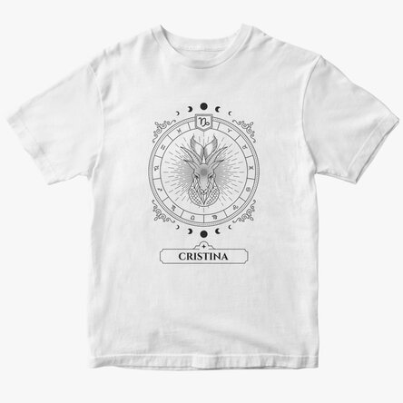 Tricou din bumbac personalizat cu nume și zodie - Capricorn