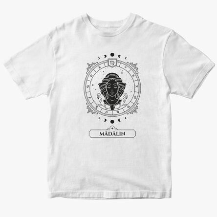 Tricou din bumbac personalizat cu nume și zodie - Fecioară