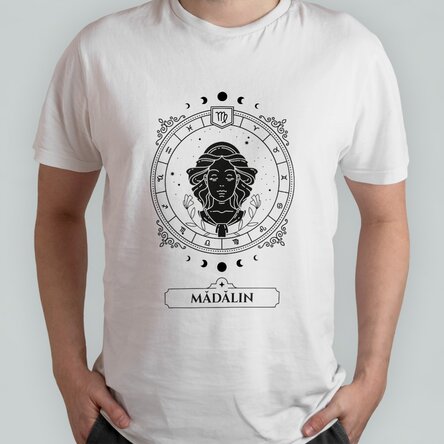 Tricou din bumbac personalizat cu nume și zodie - Fecioară