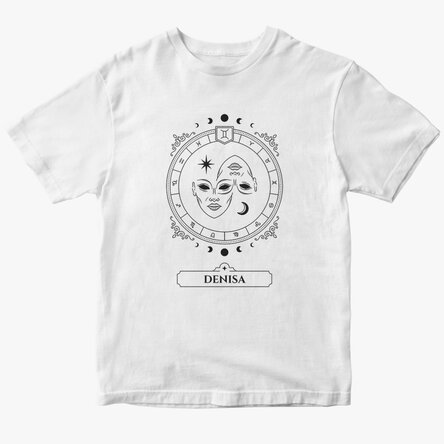 Tricou din bumbac personalizat cu nume și zodie - Gemeni