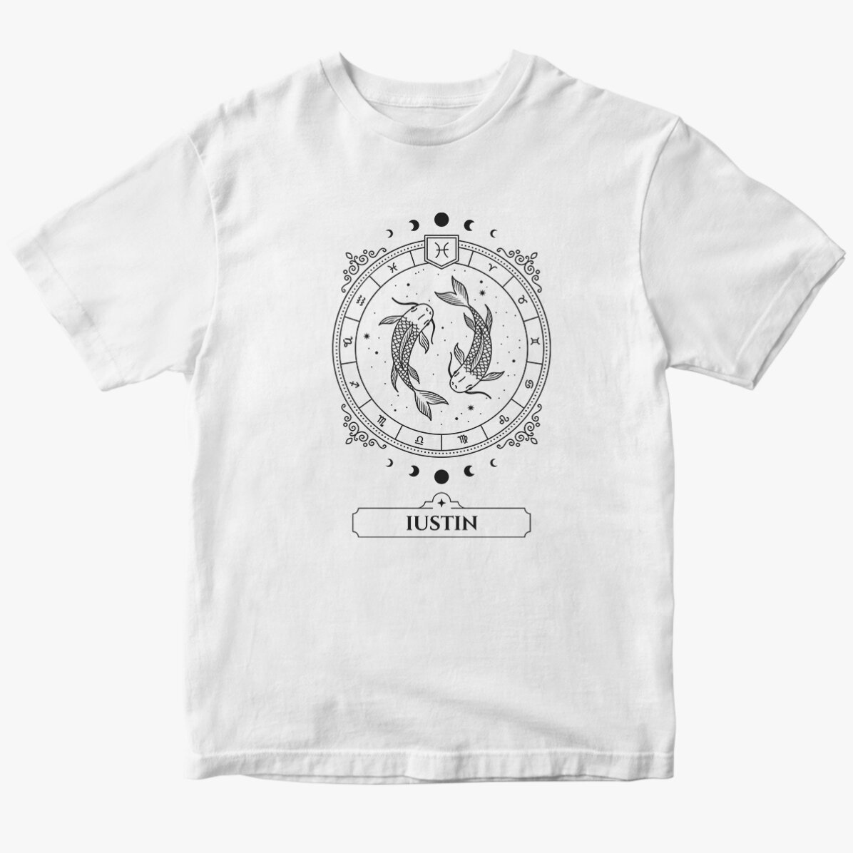Tricou din bumbac personalizat cu nume și zodie - Pești