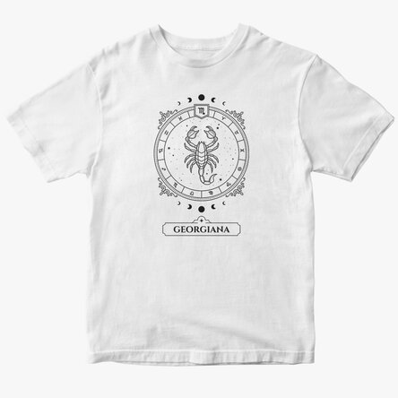 Tricou din bumbac personalizat cu nume și zodie - Scorpion