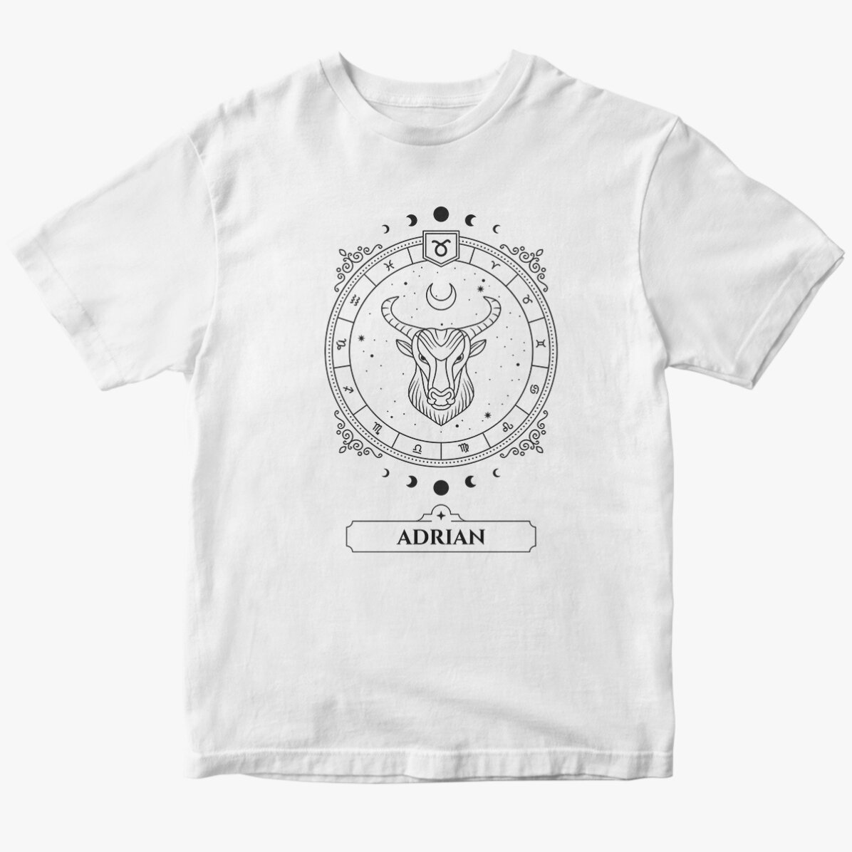 Tricou din bumbac personalizat cu nume și zodie - Taur