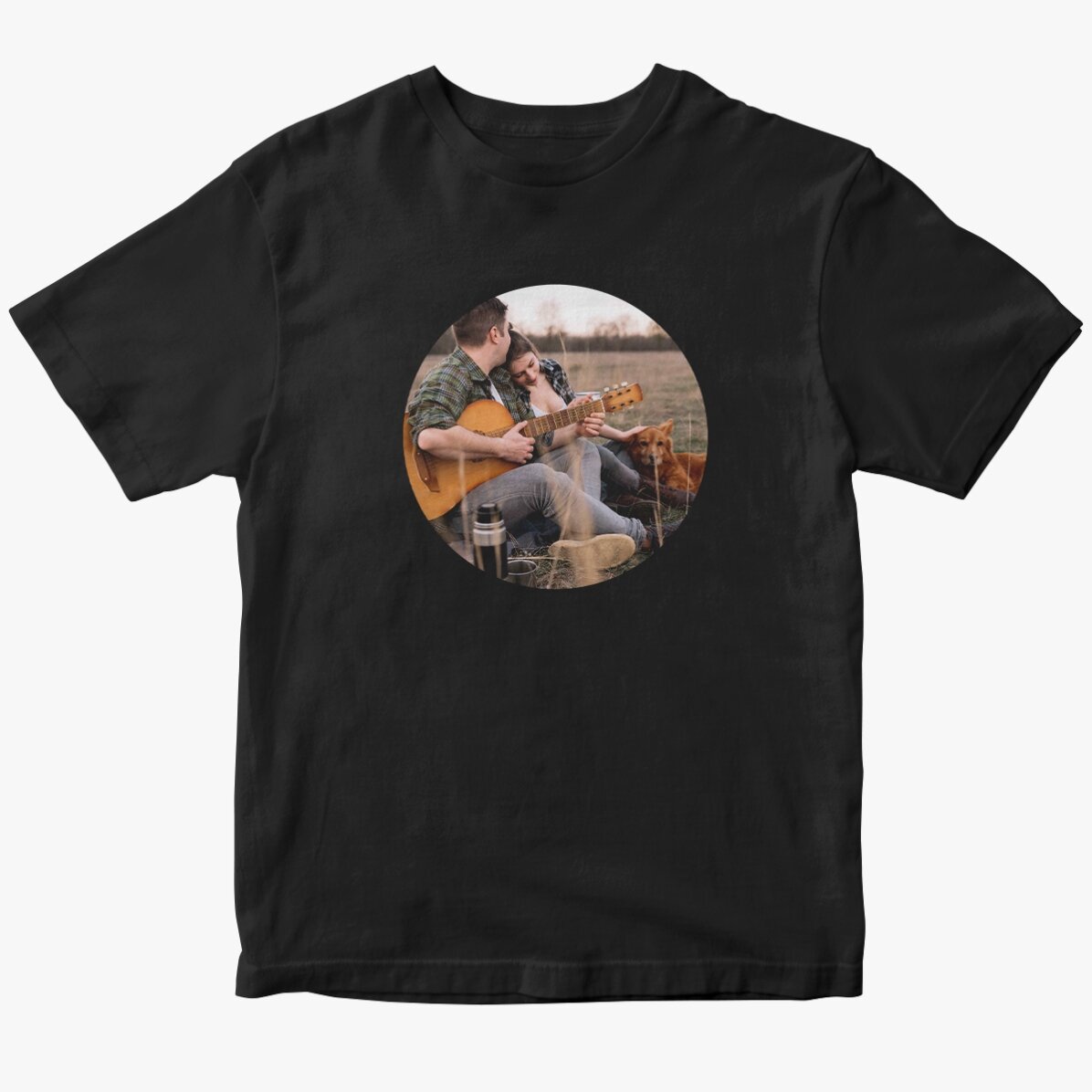 Tricou din bumbac personalizat cu o fotografie rotundă