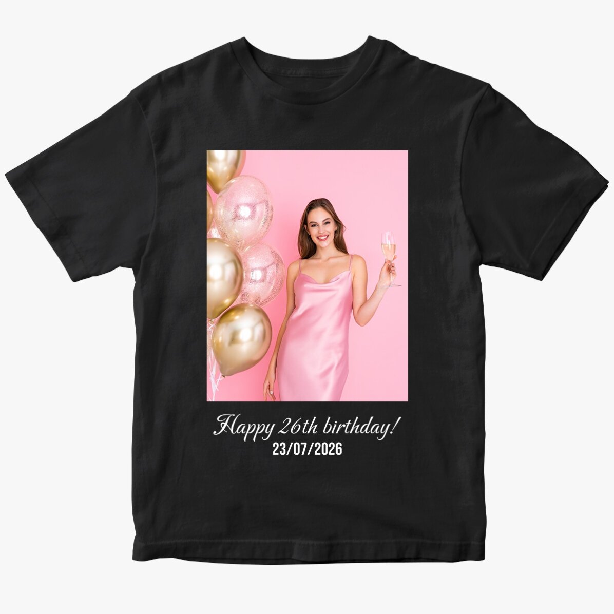 Tricou din bumbac personalizat cu o poză tip portret și text