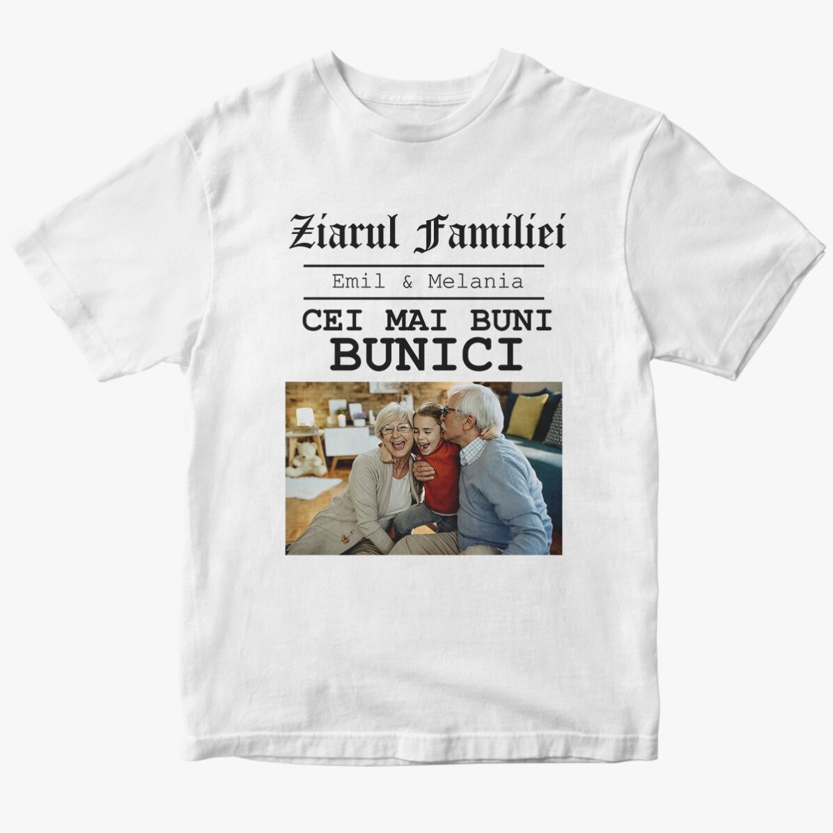 Tricou din bumbac personalizat cu poză și text - Cei mai buni bunici