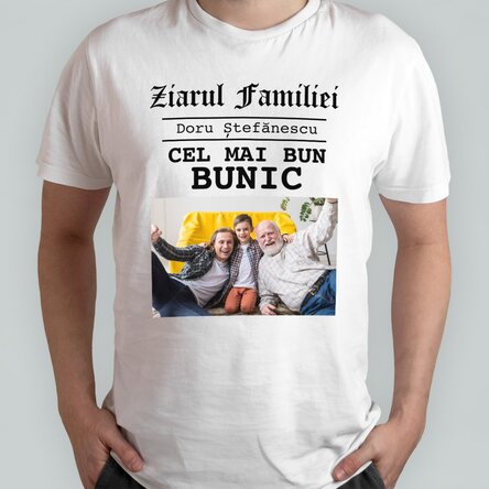 Tricou din bumbac personalizat cu poză și text - Cei mai buni bunici
