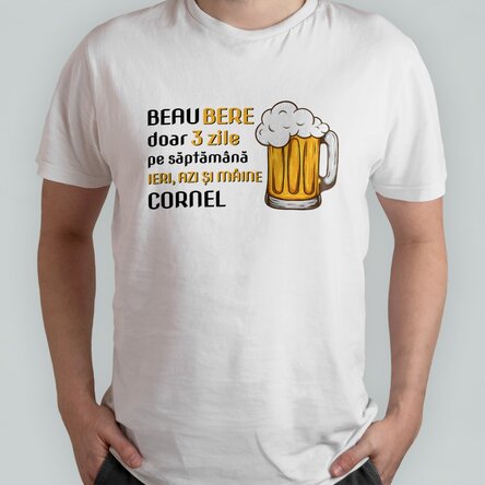 Tricou din bumbac personalizat cu text - 3 zile de bere