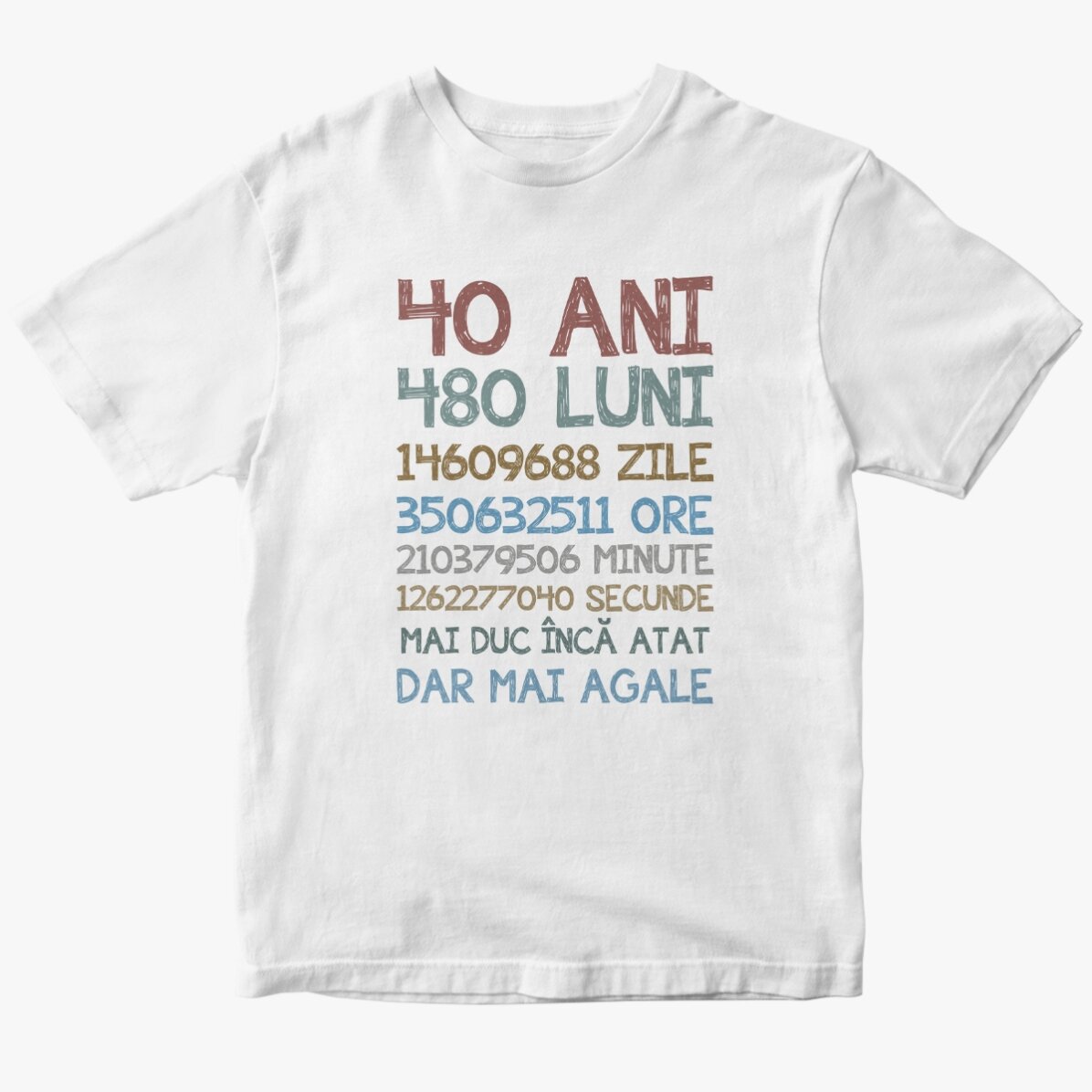 Tricou din bumbac personalizat cu text - 40 ani