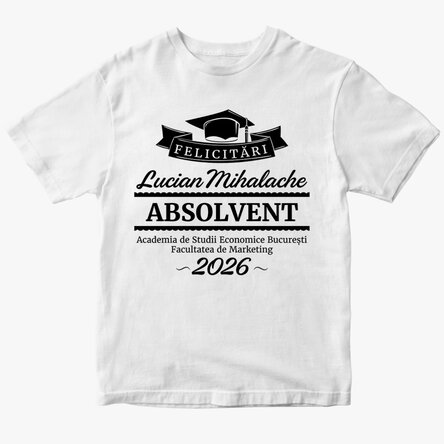 Tricou din bumbac personalizat cu text - Absolvent 