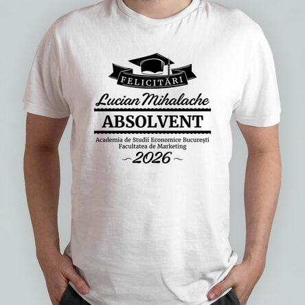 Tricou din bumbac personalizat cu text - Absolvent 