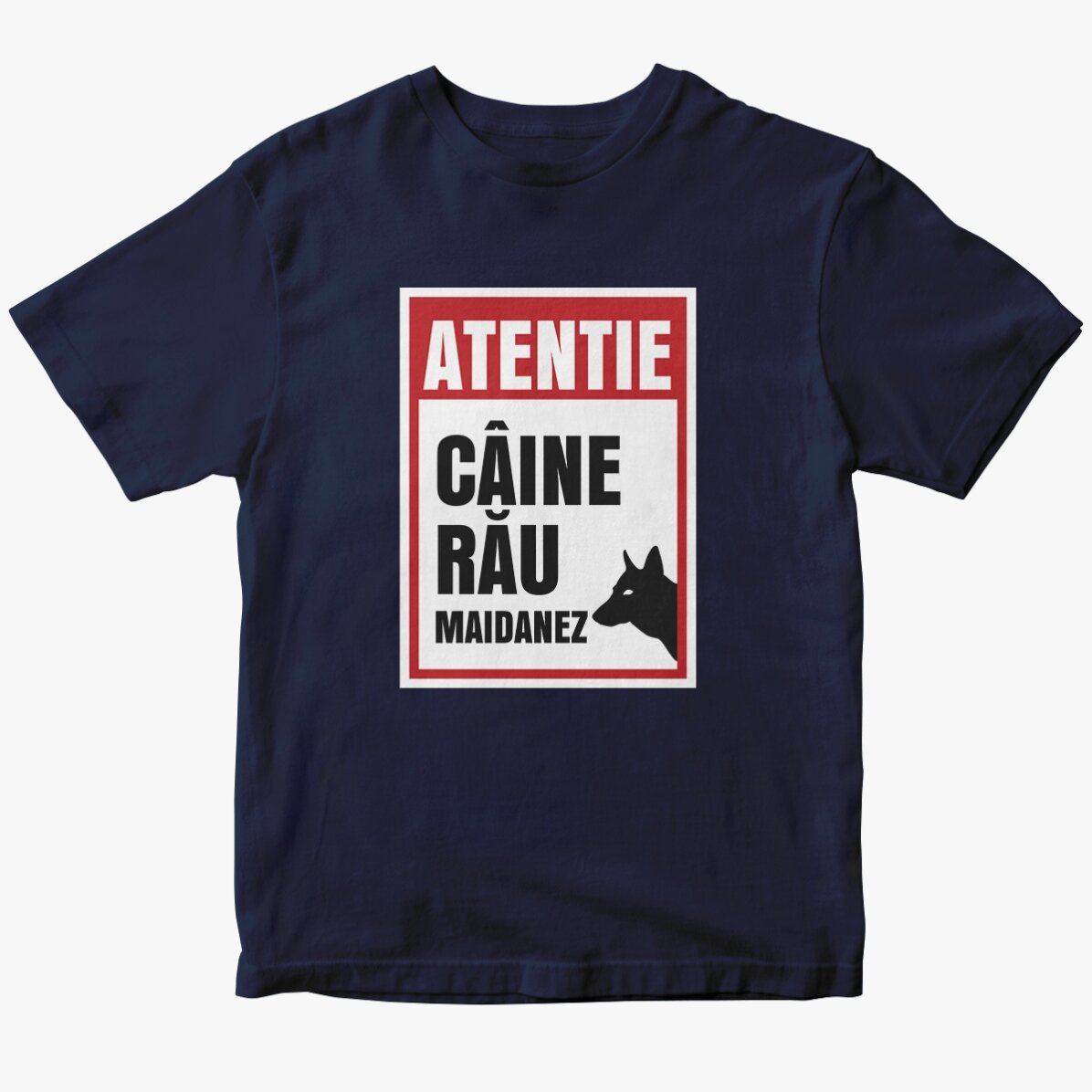 Tricou din bumbac personalizat cu text - Atenție, câine rău!