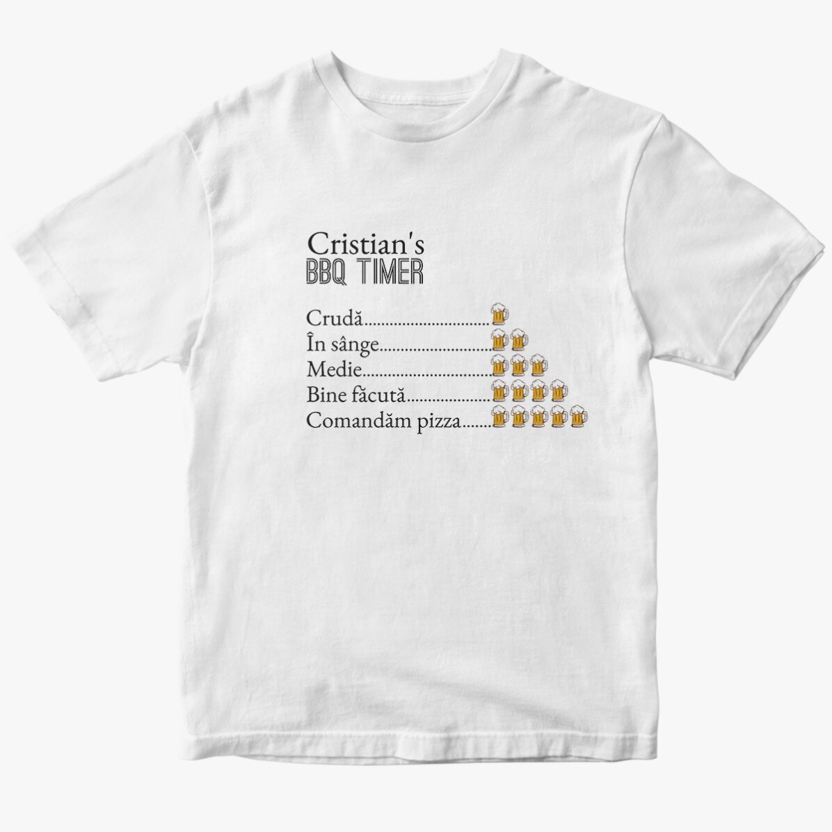 Tricou din bumbac personalizat cu text - BBQ Timer