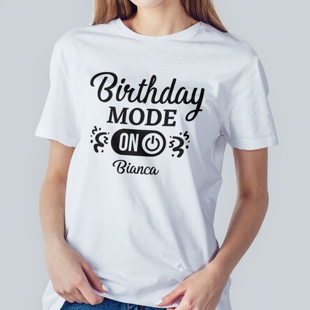 Tricou din bumbac personalizat cu text - Birthday Mode ON