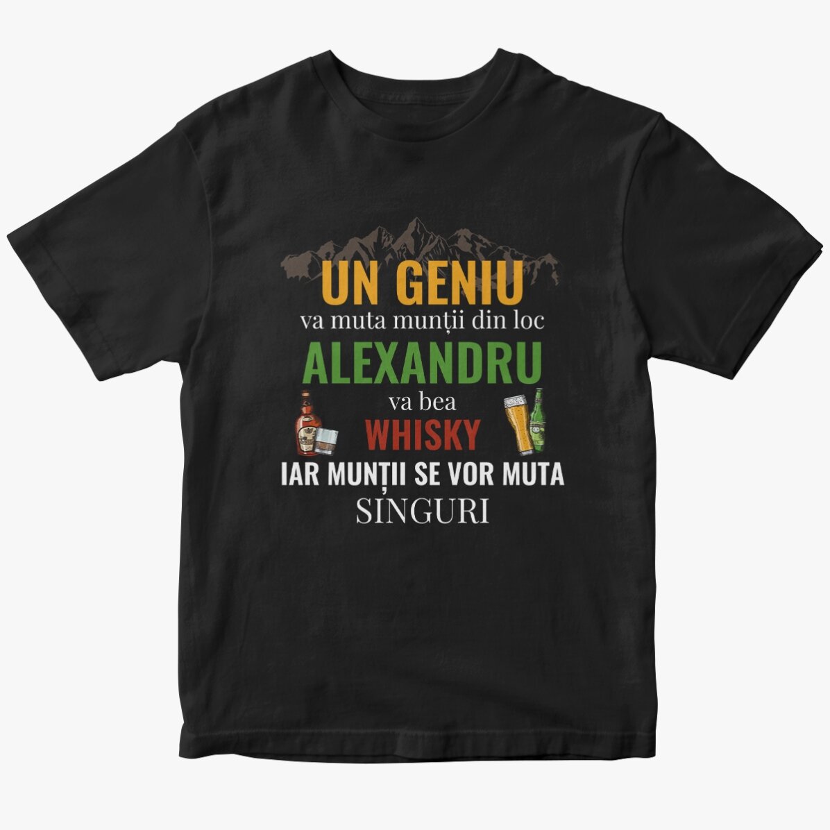 Tricou din bumbac personalizat cu text - Mut munții 