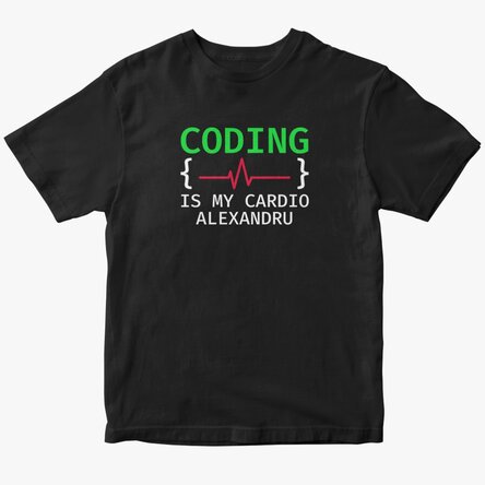 Tricou din bumbac personalizat cu text - Coding is my cardio