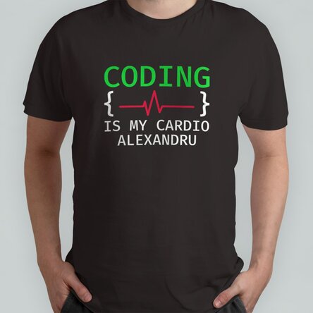 Tricou din bumbac personalizat cu text - Coding is my cardio