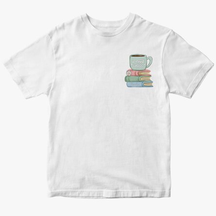 Tricou din bumbac personalizat cu text - Coffee & books
