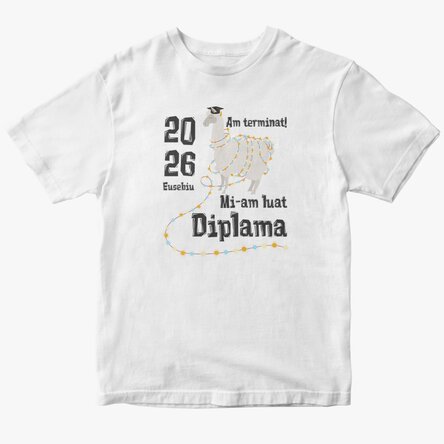Tricou din bumbac personalizat cu text - Diplama